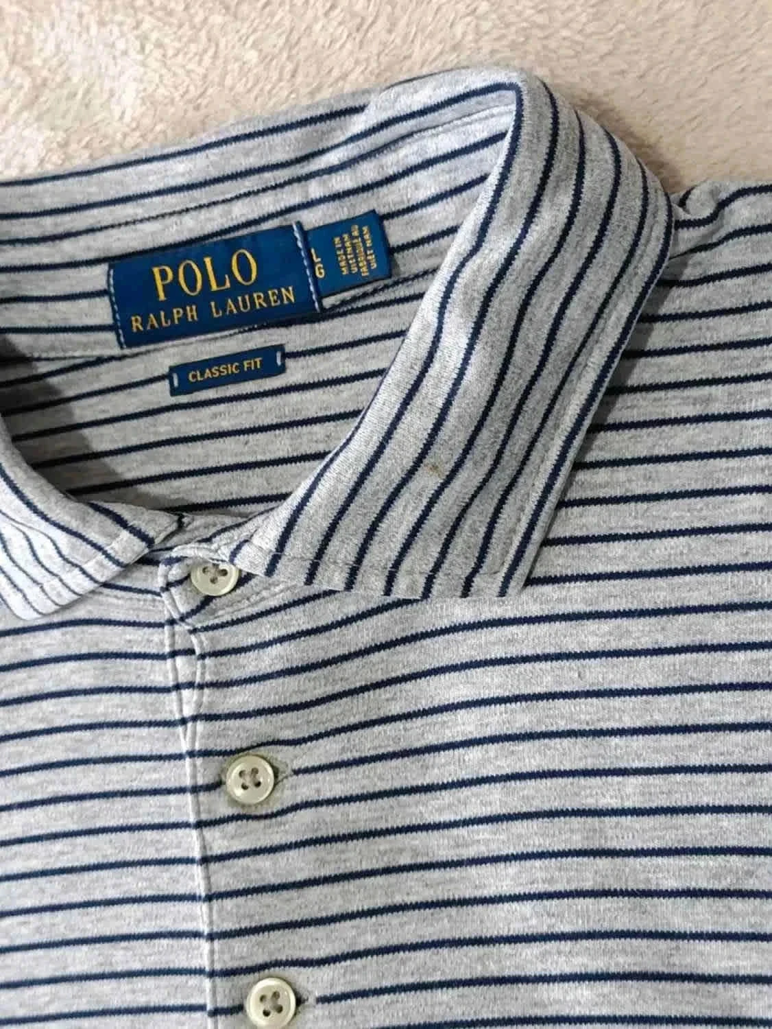 Polo Ralph Lauren gris rayures bleues Taille L – photo 6